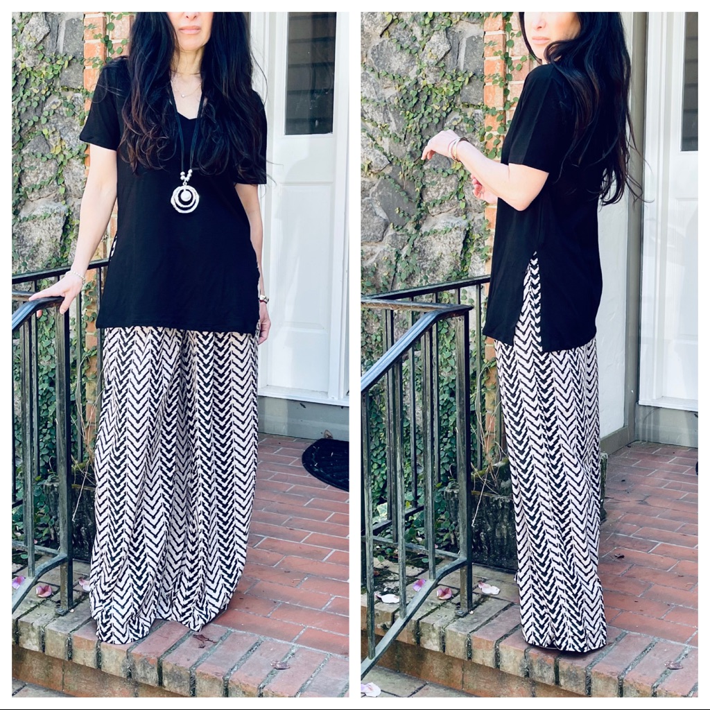Chic Vneck Boyfriend Side Slits Cotton Blend Top